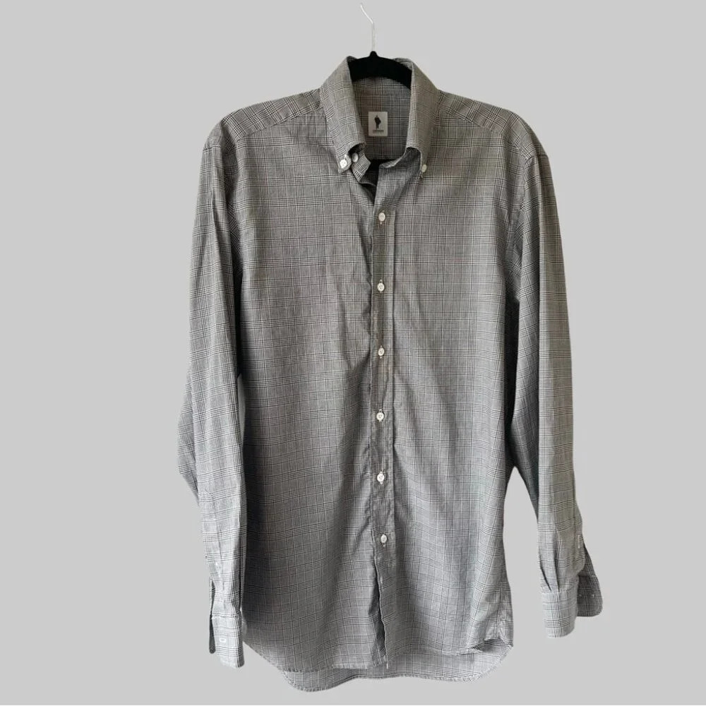 Lorenzini Houndstooth Plaid Dress Shirt Made in Italy